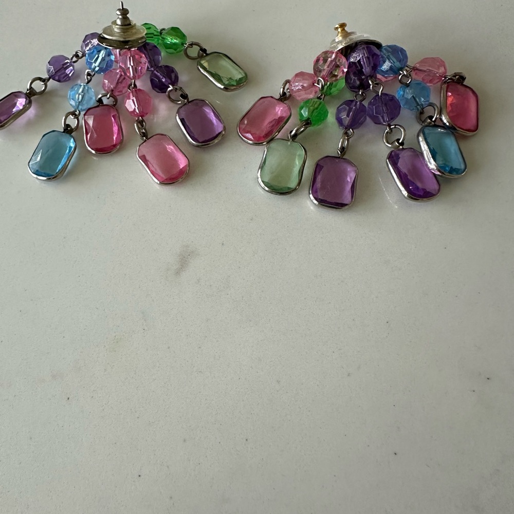 Multicolored Gemstone Dangle Earrings - image 1